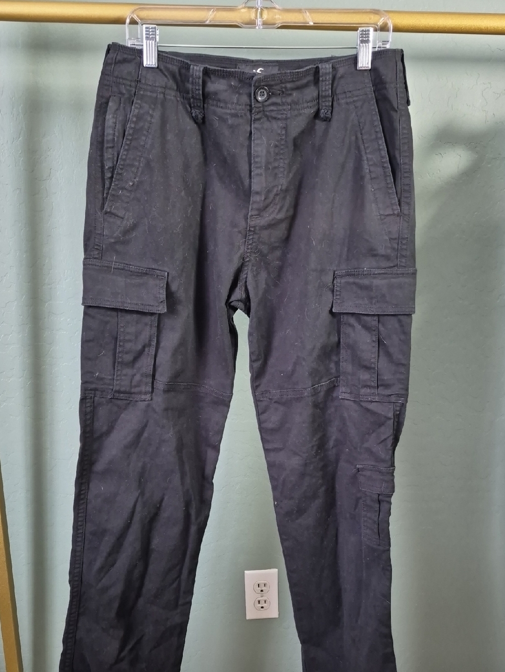Hollister Dark Black Cargo Trousers